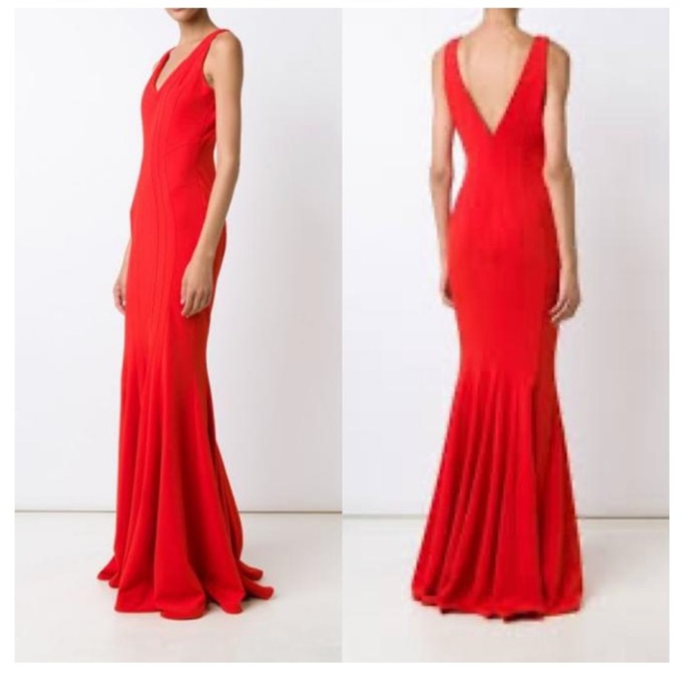 ZAC Zac Posen-Red Ronnie Mermaid Gown Formal Dress